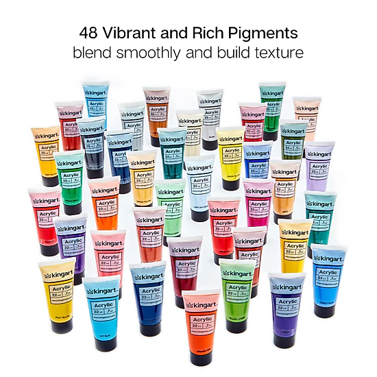 KINGART PRO Acrylic Paint Set - 48 Colors, 22ml Tubes