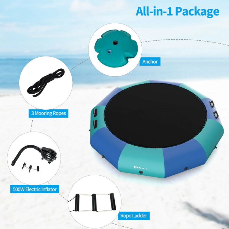 Hivvago 10 Feet Inflatable Splash Padded Water Bouncer Trampoline