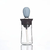 Alilang Women 2-PC Glass Oil Dispenser Bottle with Silicone Brush Drip Free Design and Leak Resistant Lid