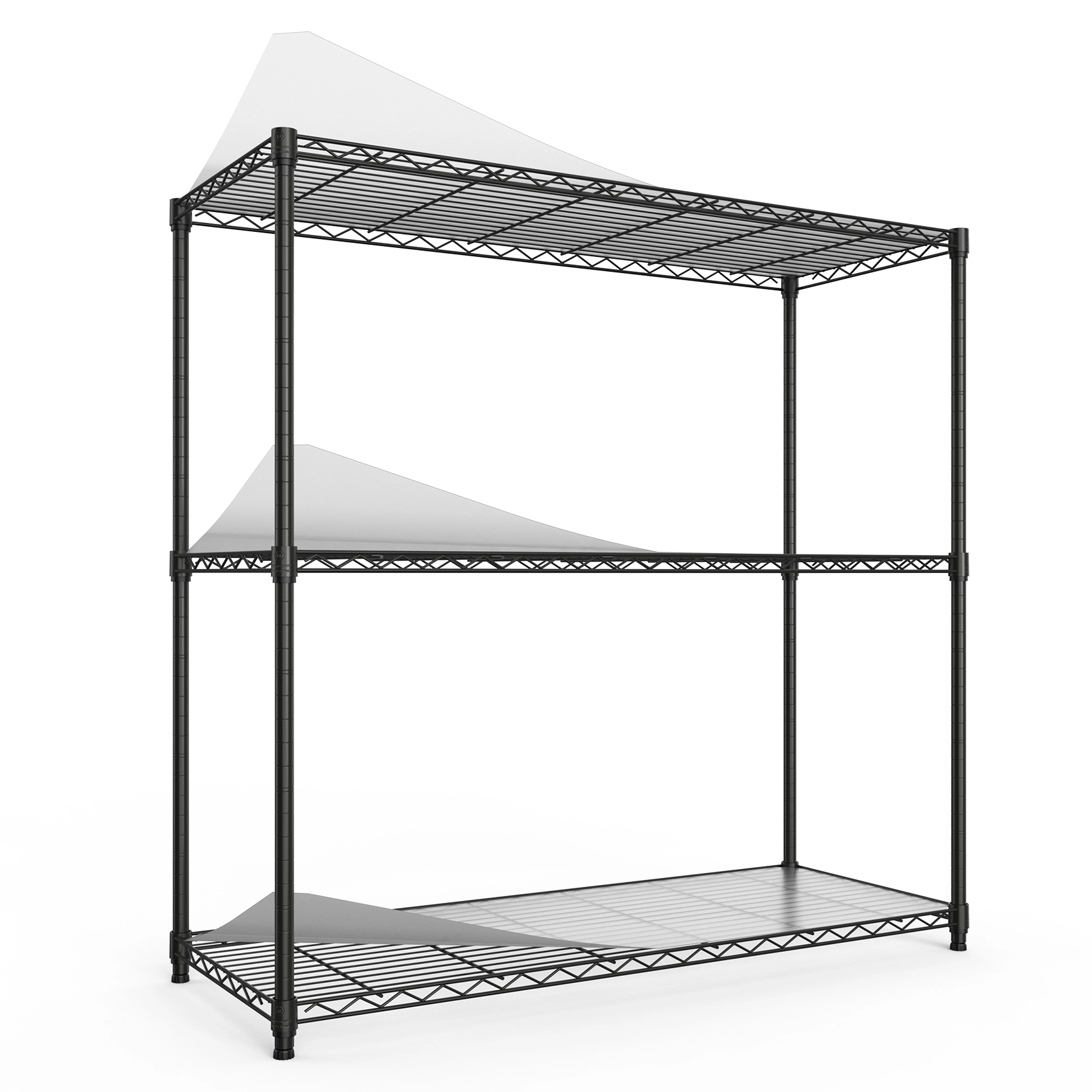 Flynama Steel 3 Tier Black Wire Shelving 1050lb NSF Certified Adjustable Rack for Garage and Workshop
