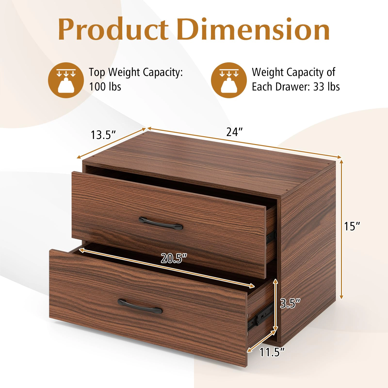 Glintex Stackable 2-Drawer Storage Chest with Rail Handles
