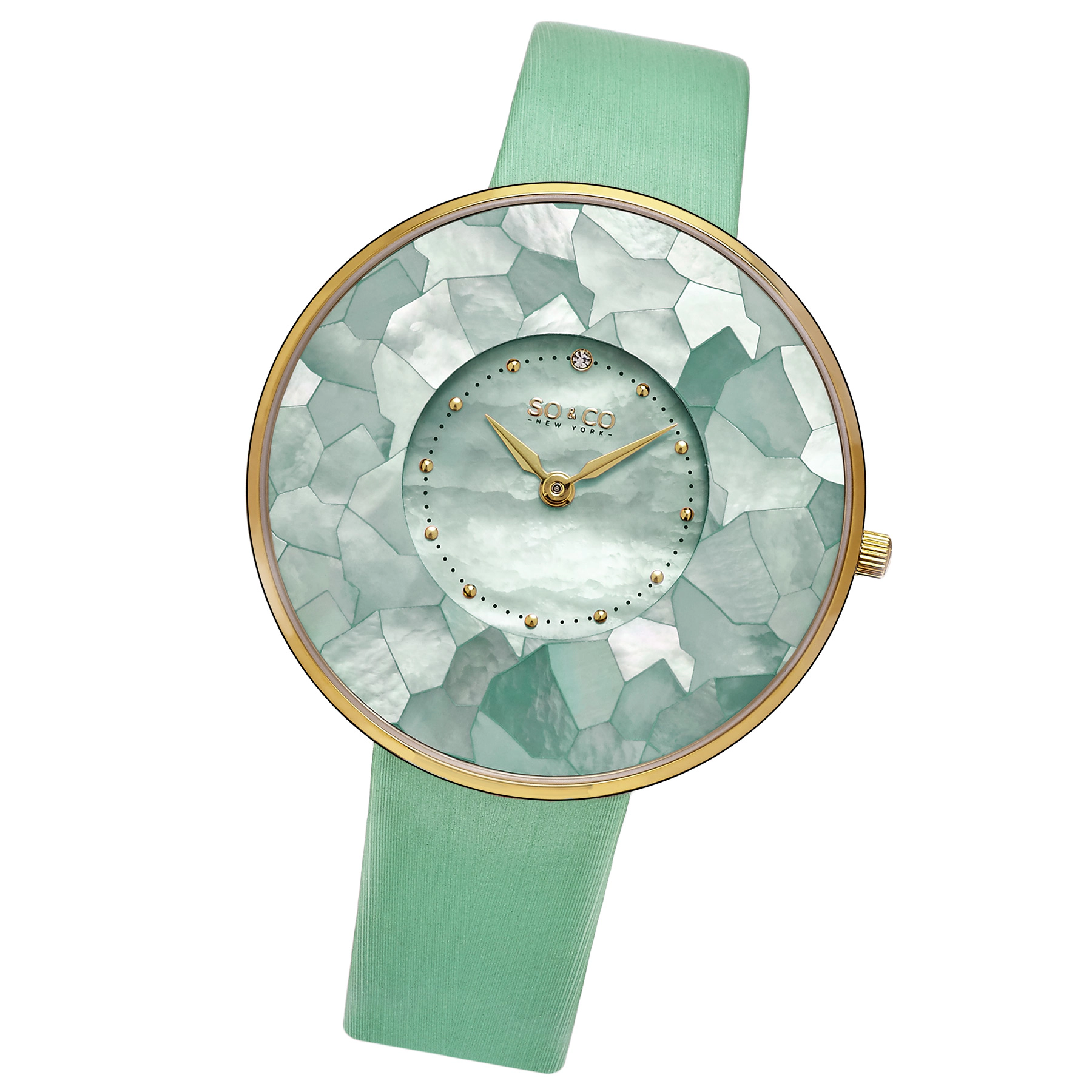 SO&CO Mosaic Mother-of-Pearl Dial - 38mm Gold Tone & Crystal Accents