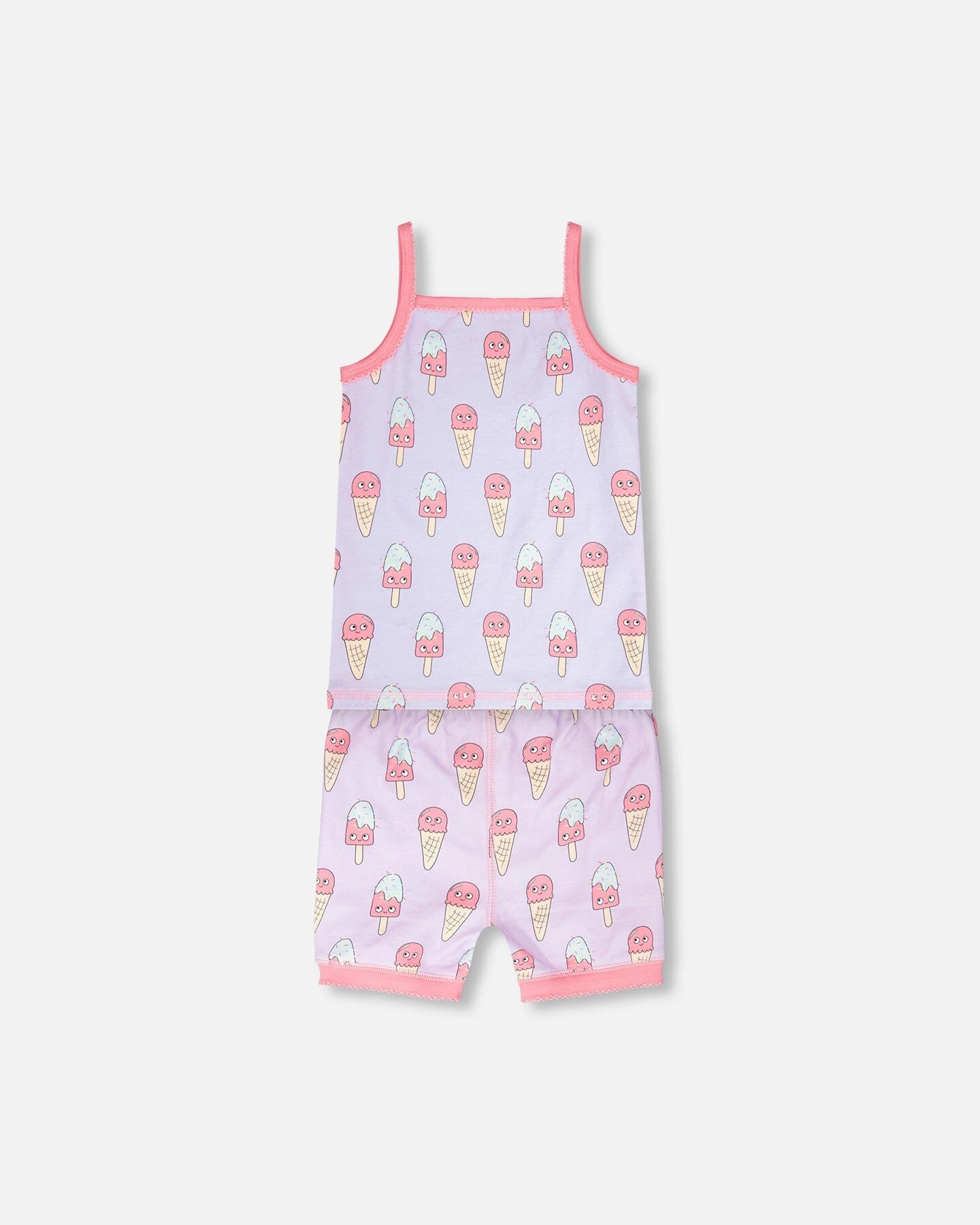 Deux par Girls Organic Cotton Smiling Ice Cream Print Camisole and Shorts Two-Piece Pyjama Set