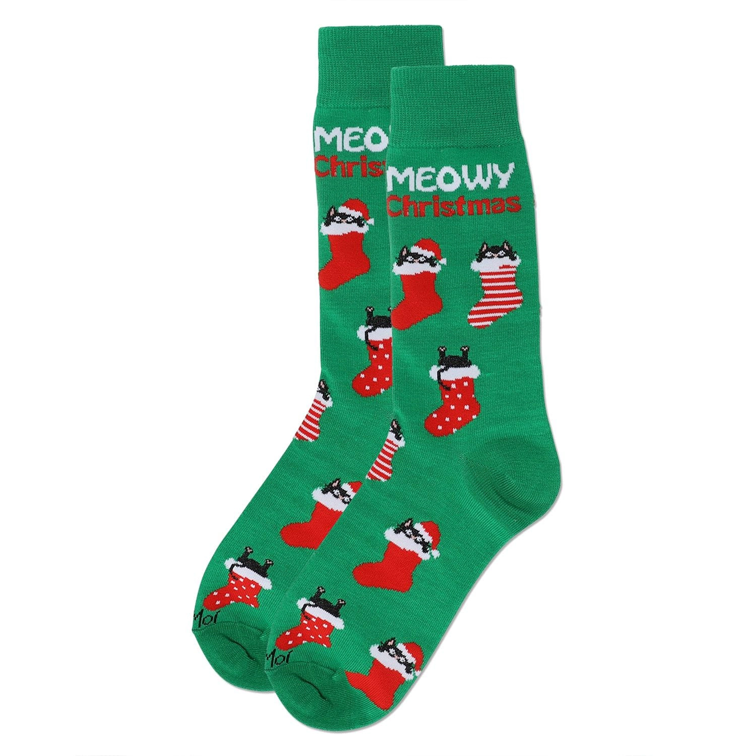 Memoi Men's Meowy Christmas Holiday Crew Socks