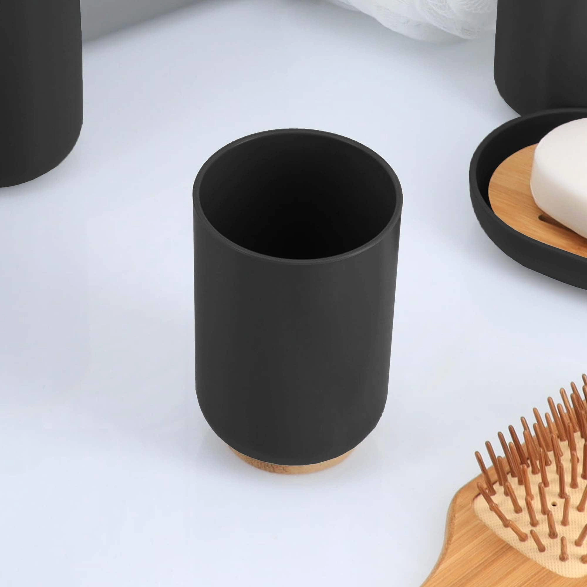Evideco French Home Goods Padang 10 fl oz Bathroom Tumbler - Polystyrene with Bamboo Base