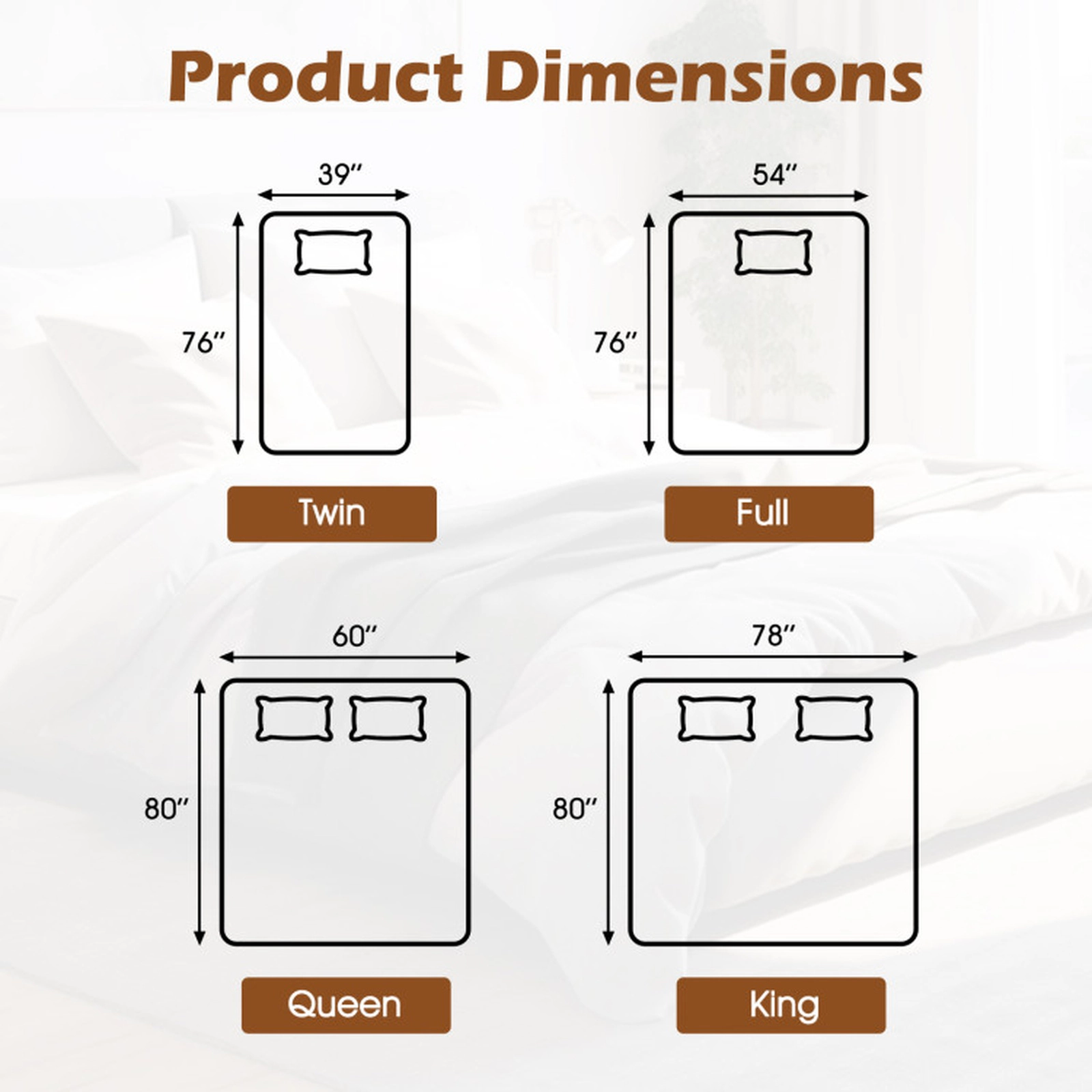 SUGIFT Queen Size Dual Controller 9 Heat Settings 9-Hour Auto Off Electric Heated Mattress Pad 80-in x 60-in White
