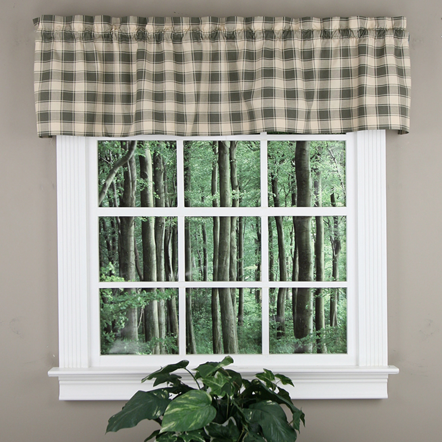 Ellis Curtain 50% Polyester 50% Cotton Country Check Tailored With 1.5" Rod Pocket Window Valance 58" x 15" Mist
