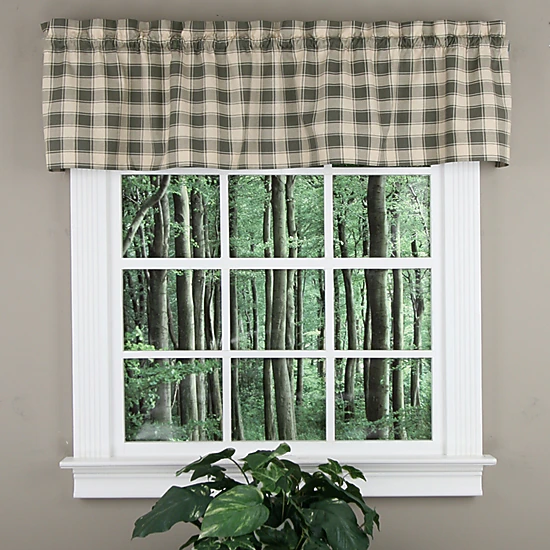 Ellis Curtain 50% Polyester 50% Cotton Country Check Tailored With 1.5" Rod Pocket Window Valance 58" x 15" Mist