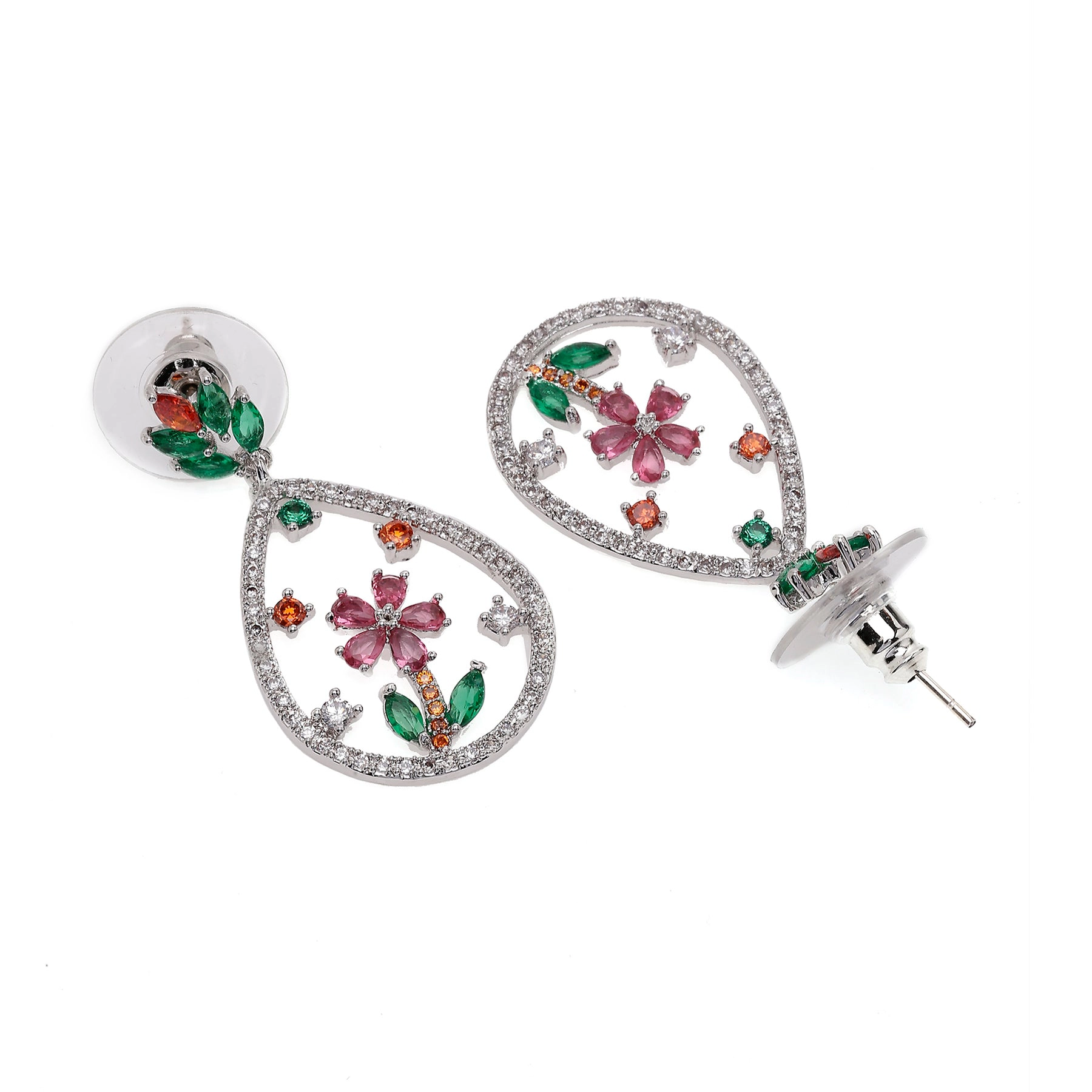 AGP PARIS Womens Floral Drop Earrings