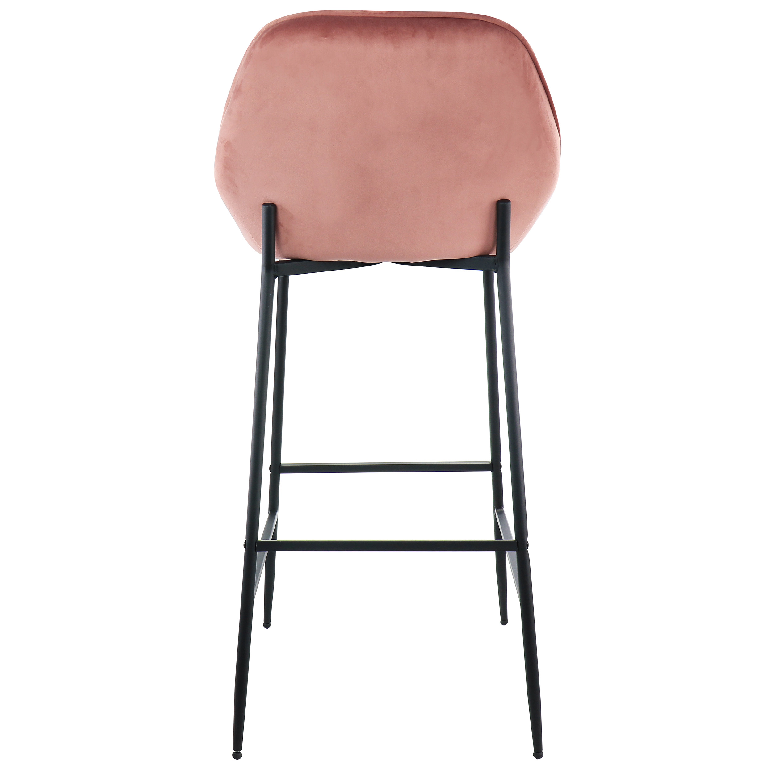 Elama 2 Piece Velvet Bar Stool in Blush Pink with Black Legs