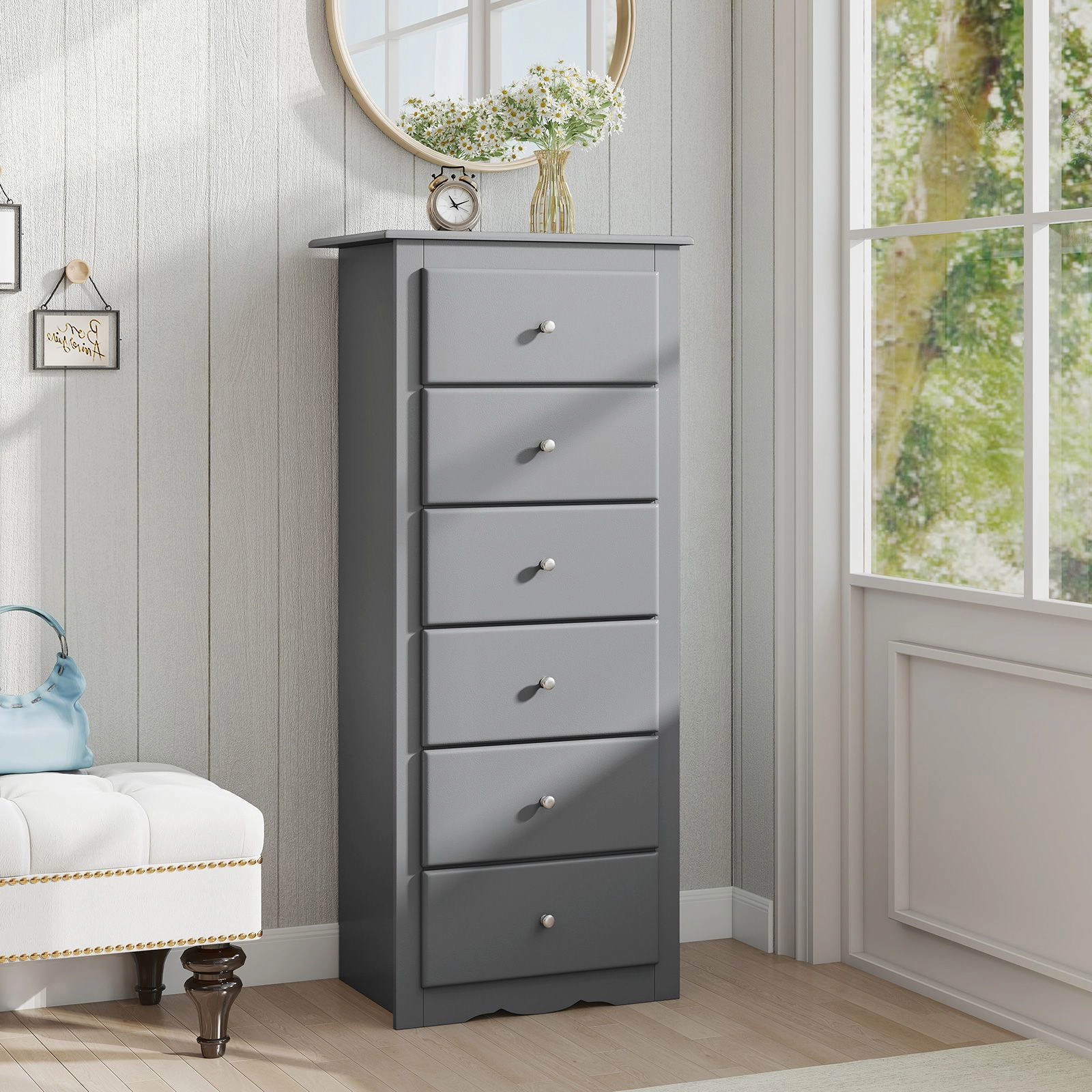 SlickBlue 6 Drawer Chest Dresser with Spacious Storage for Bedroom