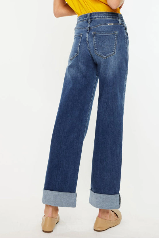 KanCan Women's Essentials High Rise Wide Leg Jeans Ivanna
