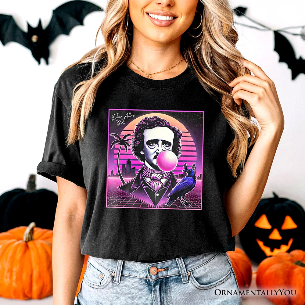 OrnamentallyYou Unisex Synthwave 80's Edgar Allan Poe Horror Halloween T-Shirt
