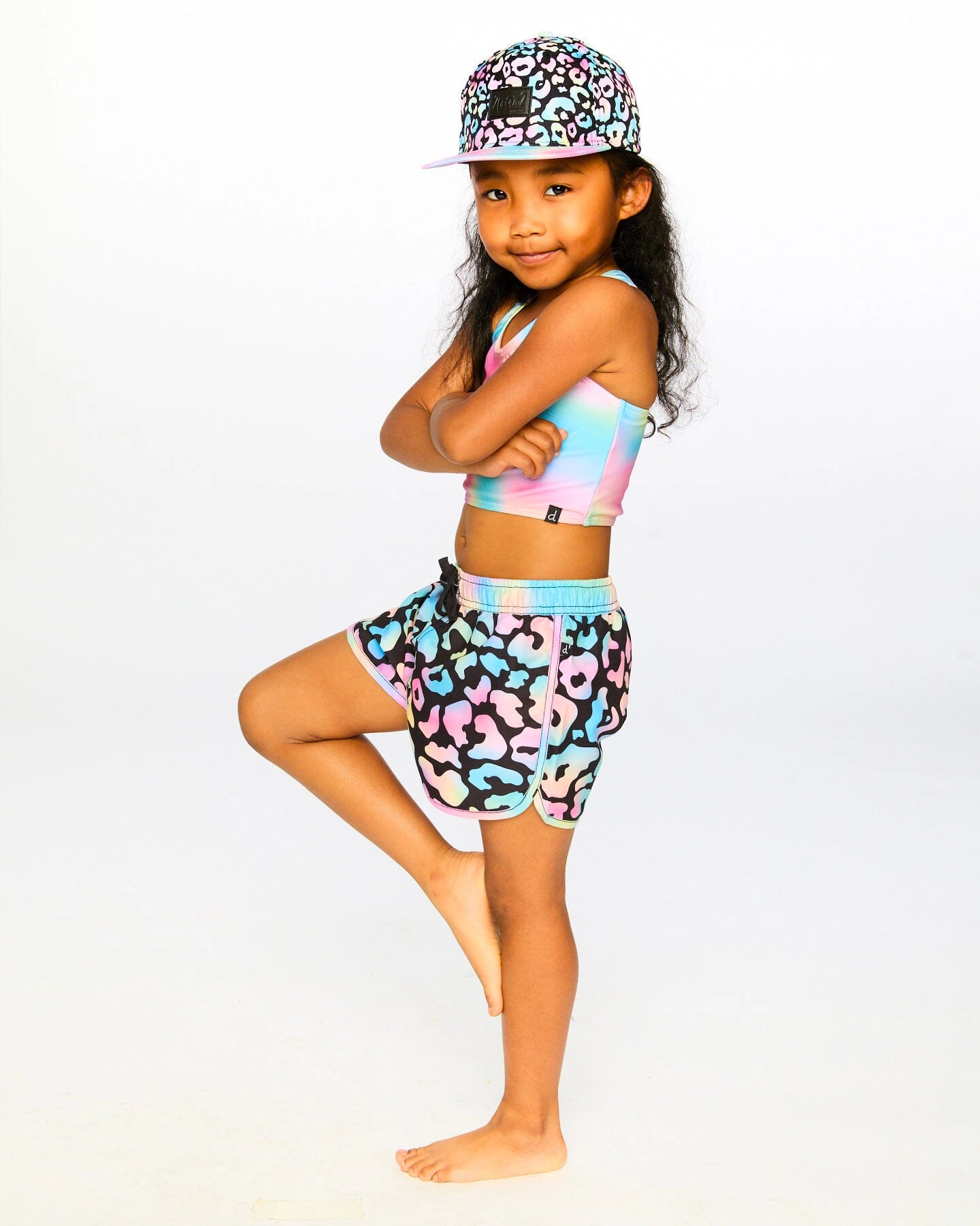 Deux par Deux Girls Swim Shorts Leopard Print