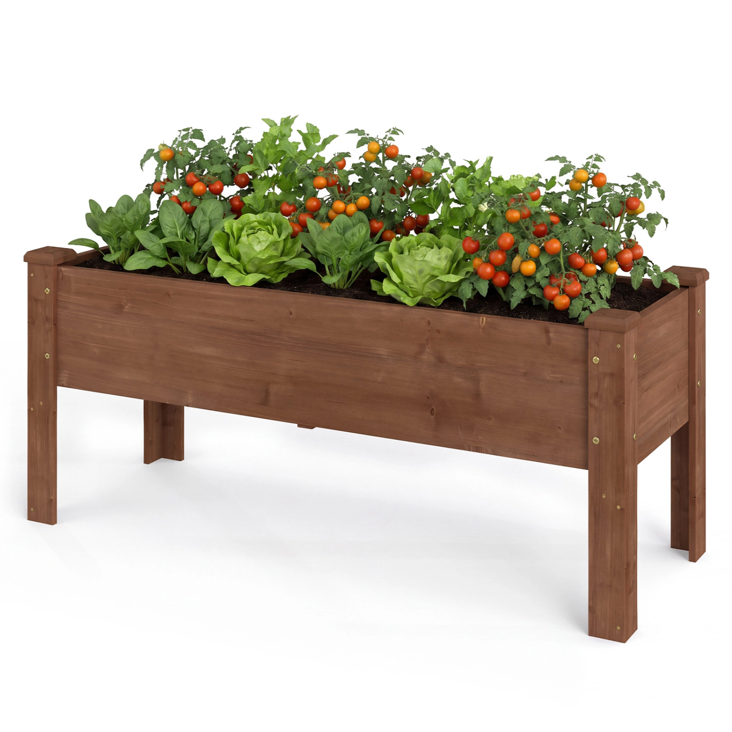 LJG Wooden Raised Garden Bed with Legs Elevated Planter Box Drainage Holes