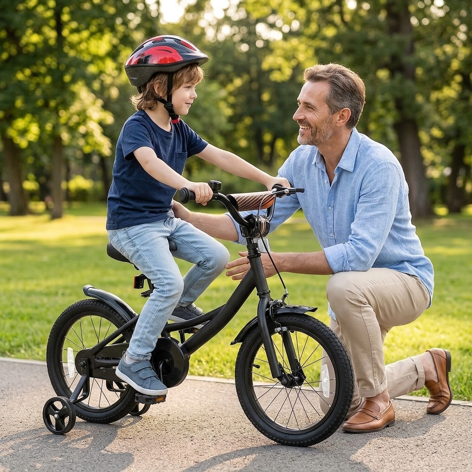 16-in Kids Bike Ages 4-7 Black Bicycle Detachable Training Wheels Reflectors Bell Kickstand 145-lb Seat Rating