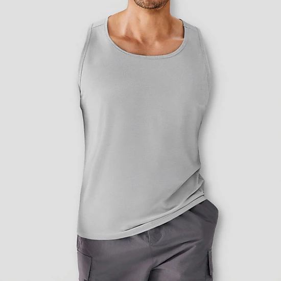 Pinspark Mens Solid Light Pink Tank Tops Sleeveless Scoop Neck Casual Summer Tees