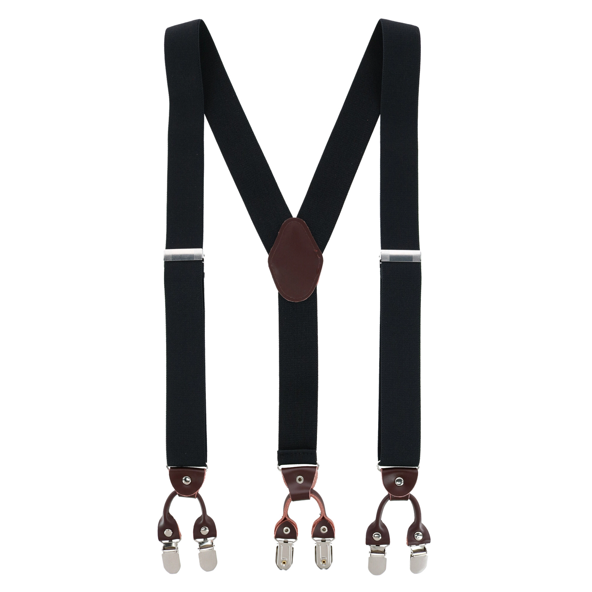 CTM Men's 1.375 Inch Wide Solid Color Y-Back Double Clip-End Suspenders