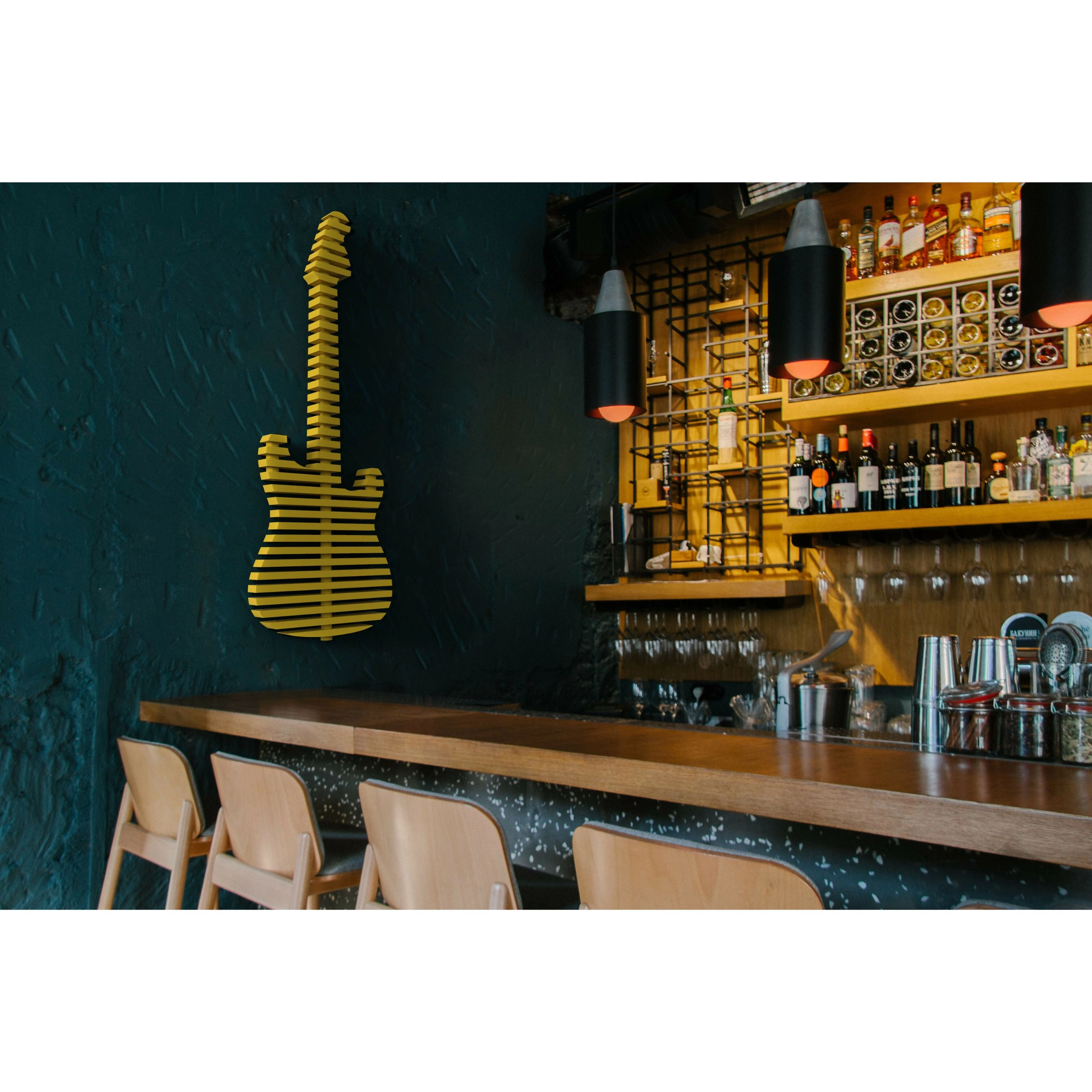 Wear Sierra Parametric Yellow 3D Guitar Wood Wall Art