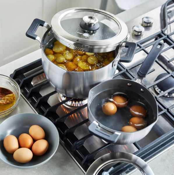 GreenPan Levels 6-Piece Stackable Stainless Steel Ceramic Nonstick Cookware Set