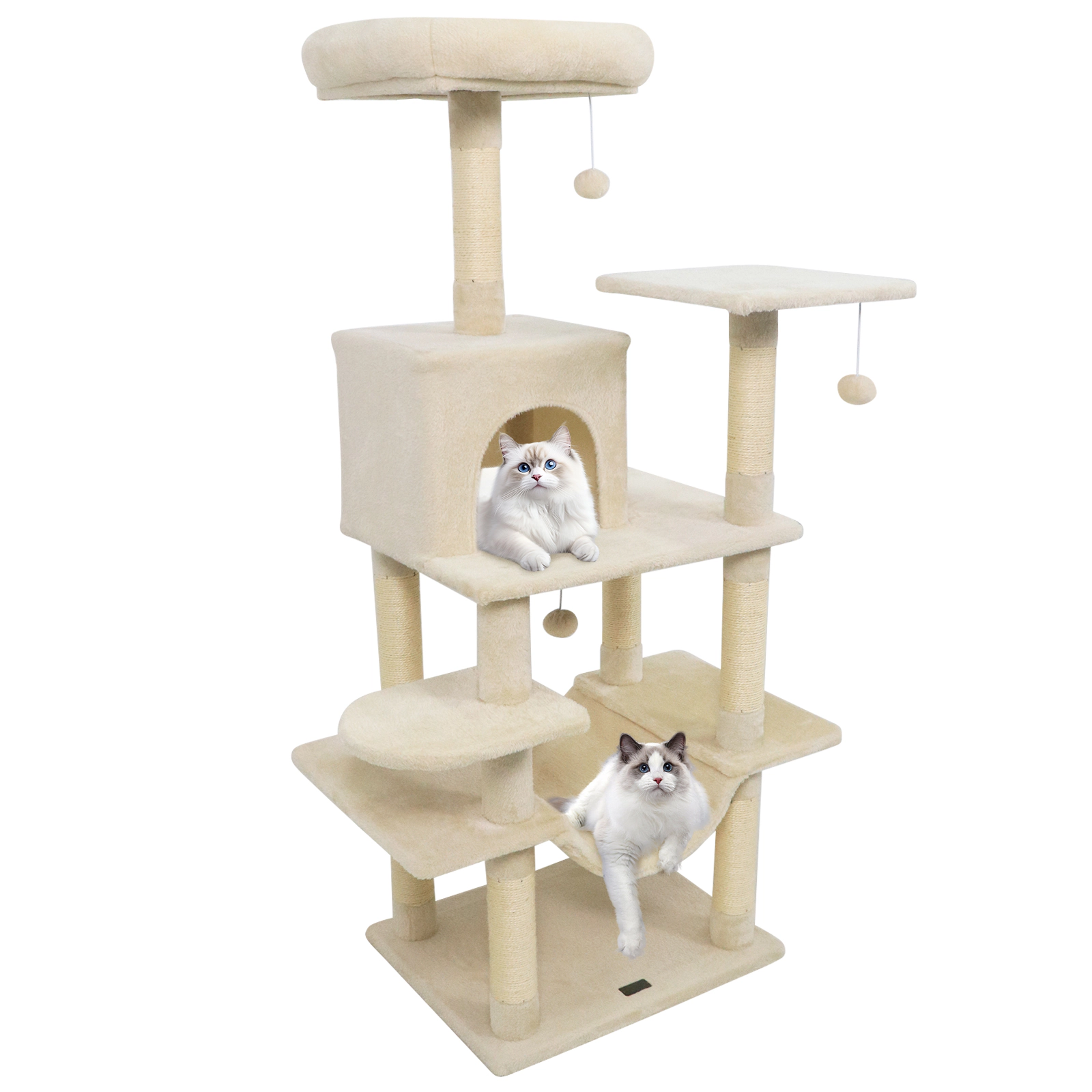 SUGIFT 58 Cat Tree Tower with Padded Top Perch Hammock and Sisal Posts