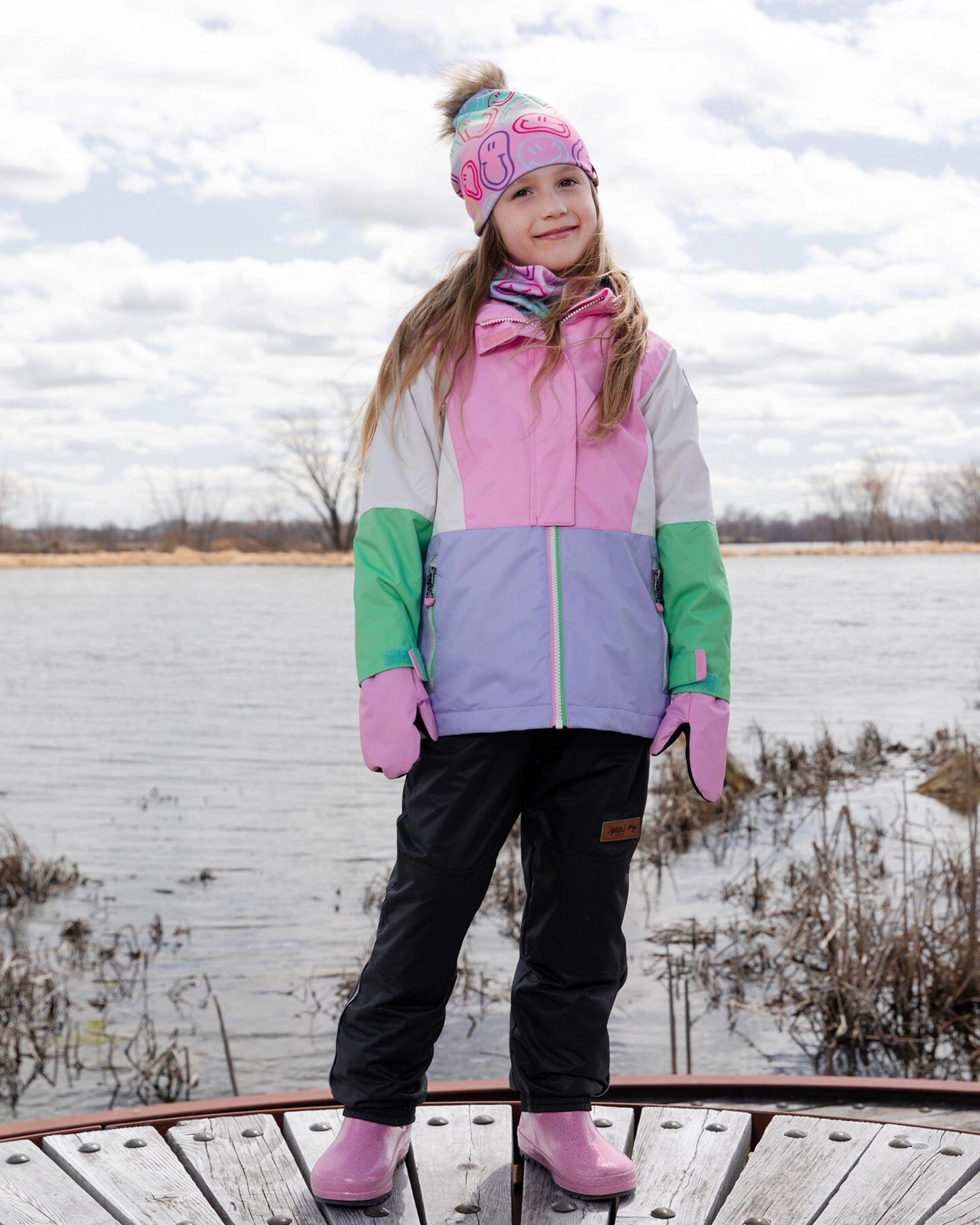 Deux par Deux Girls 3-In-1 Colorblock Jacket with Layer and Pants 2-Piece Mid-Season Outerwear Set