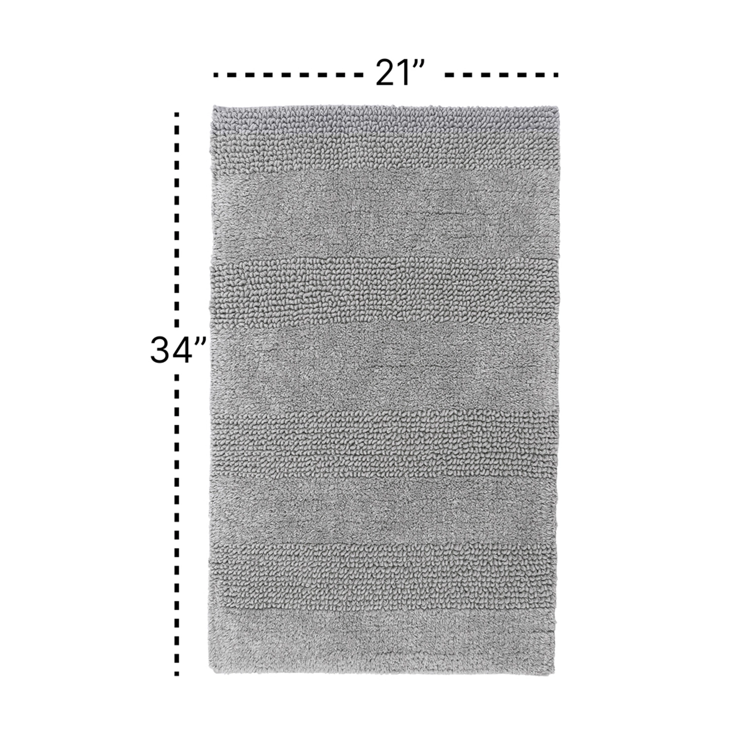 Knightsbridge Stylish And Comfortable All Season Traditional Wide Cut Design Cotton Bath Rug 21" X 34" Silver