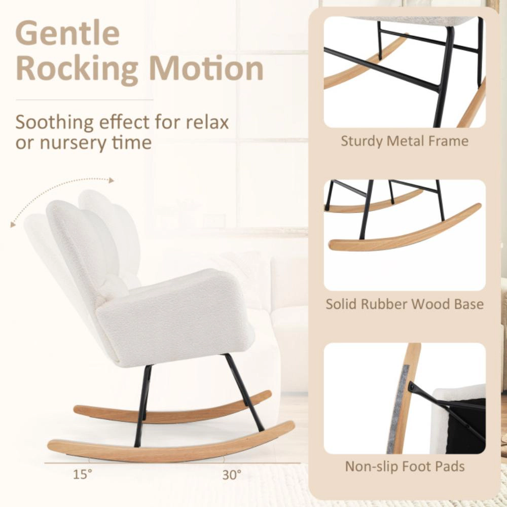 Hivvago Modern Upholstered Rocking Chair with Supportive Back and Armrests