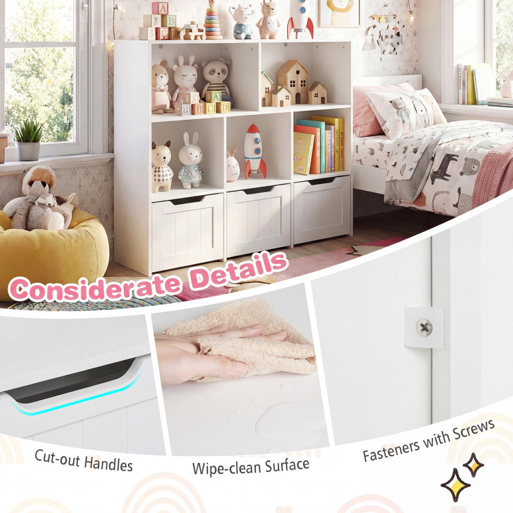 Hivvago Toy Storage Organizer with 3 Movable Drawers and 5 Open Cubbies for Playroom