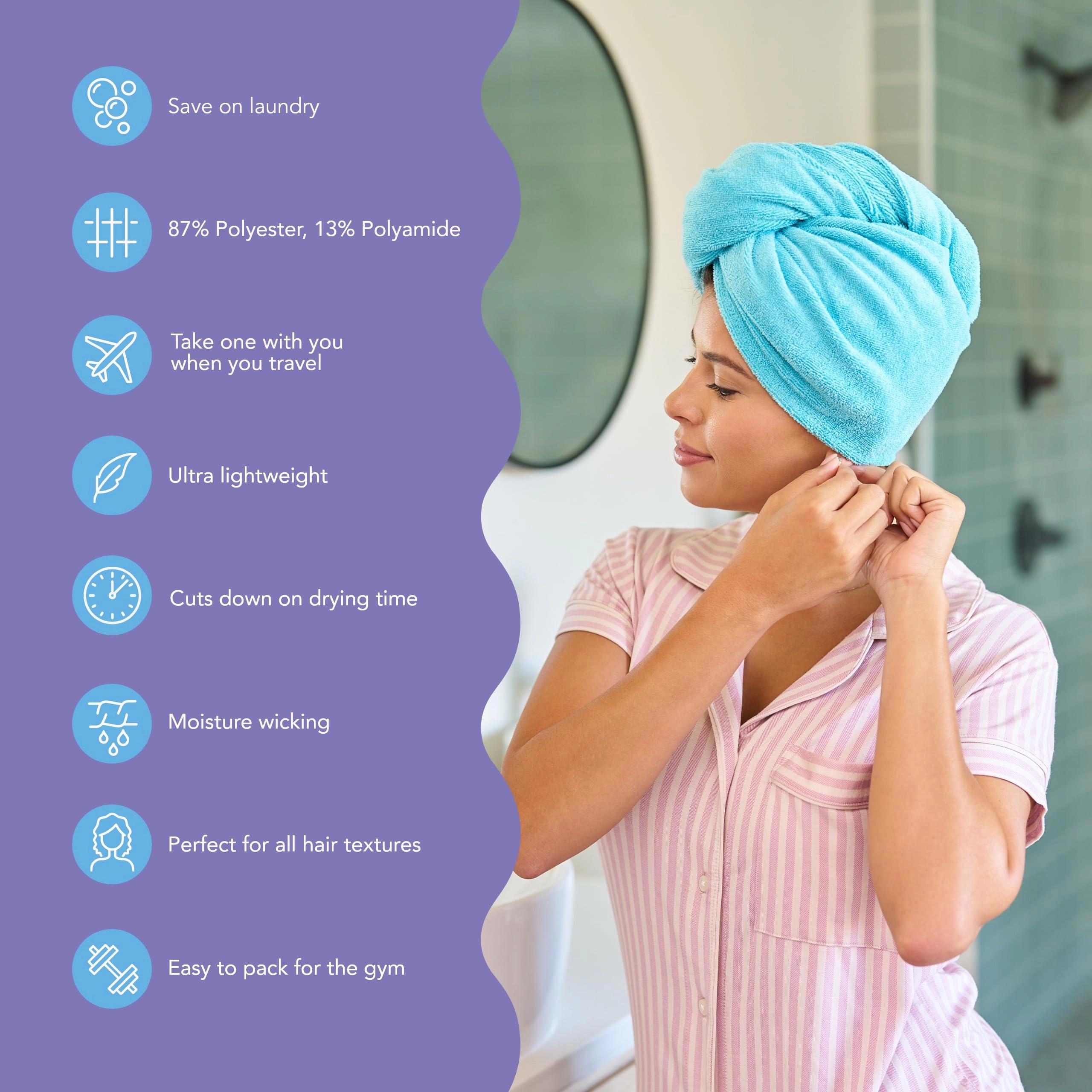 PIGFDK Microfiber Hair Towel Wrap Turban for Women