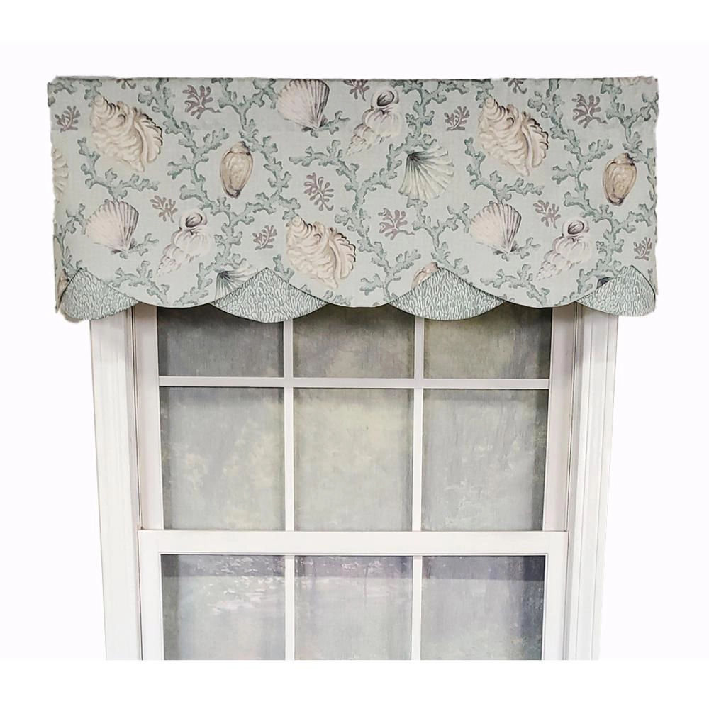 RLF Home Luxurious Modern Design Classic Windamar Petticoat Style Window Valance 50" x 15" Sea Glass