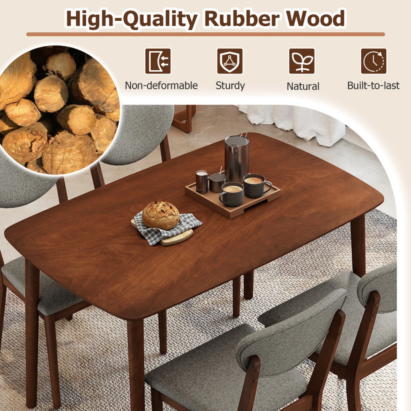 SUGIFT Rectangular Kitchen Dining Table 265-lb Capacity Coffee