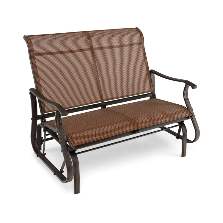 Hivvago 2-Person Patio Glider Bench With High Back And Curved Armrests-Brown