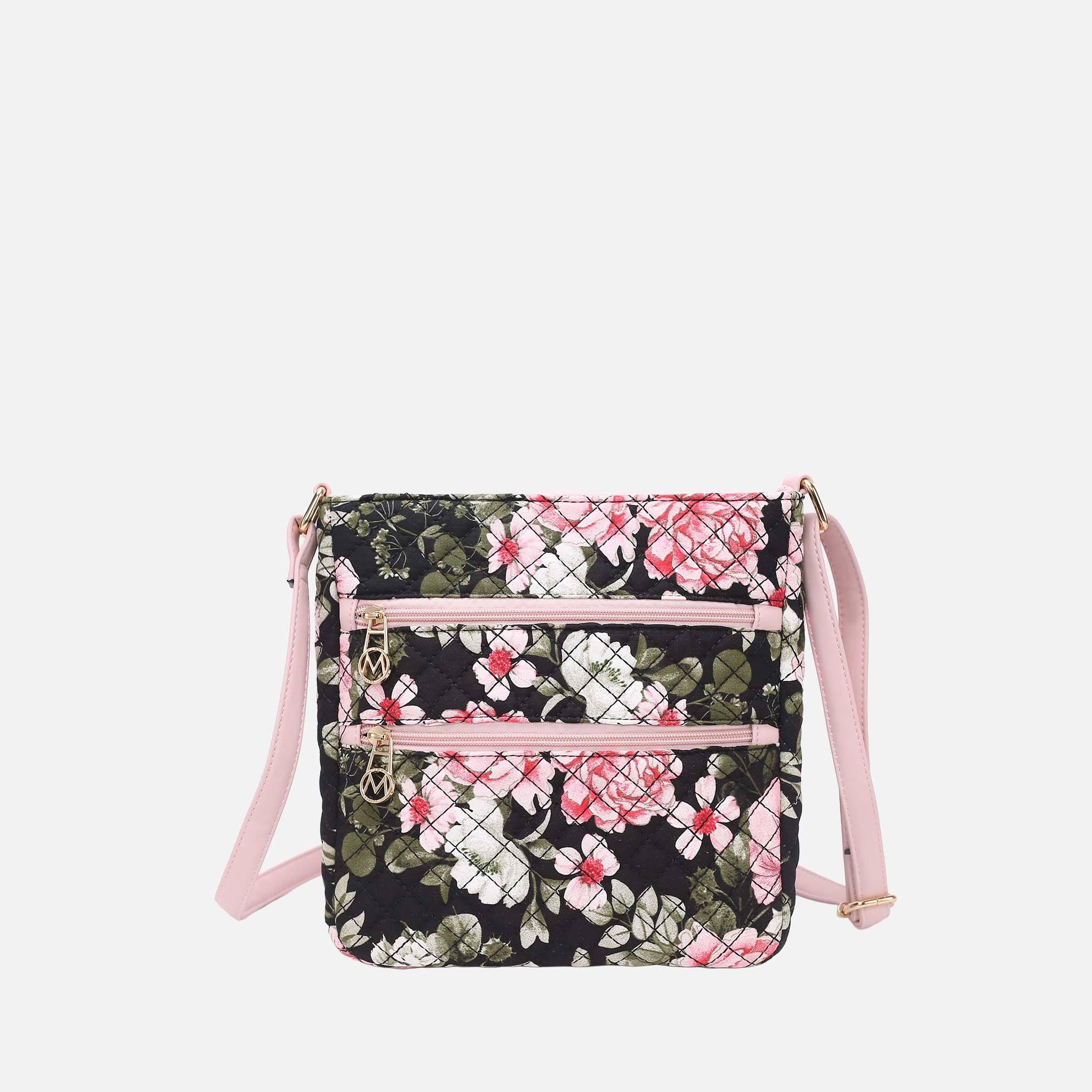 Mia K Collection Lainey Women’s Crossbody Bag - Quilted Cotton Botanical Print