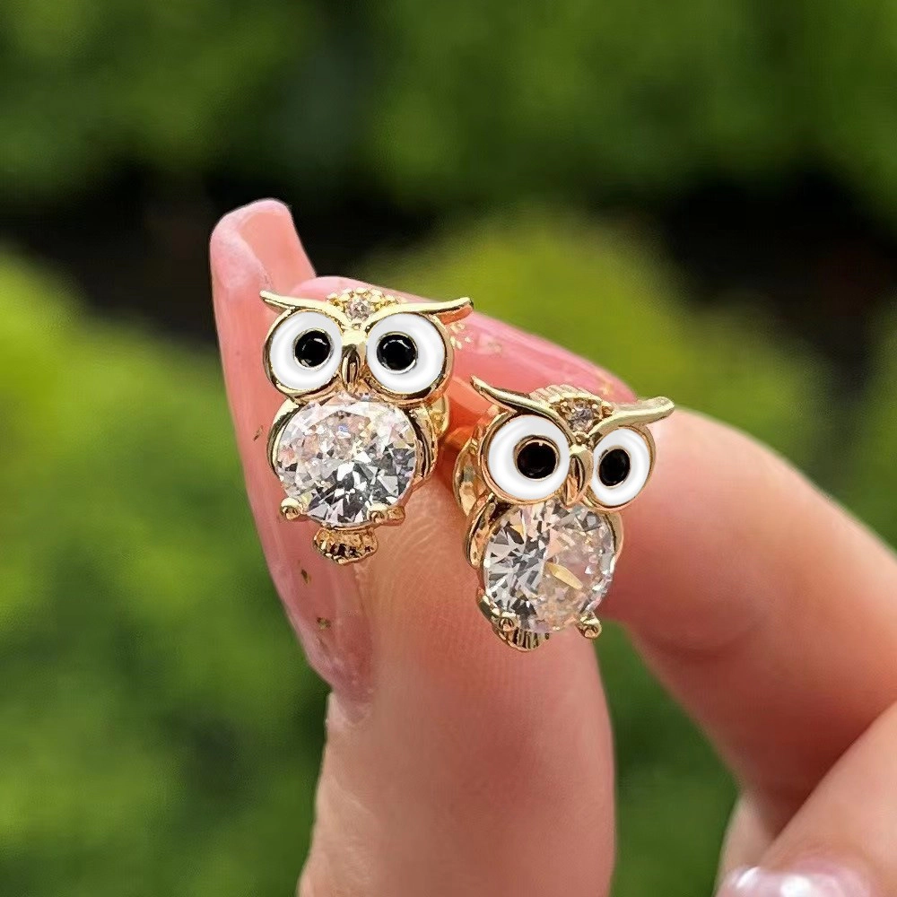 Unique Night Animal Owl Design Stud Earrings for Women