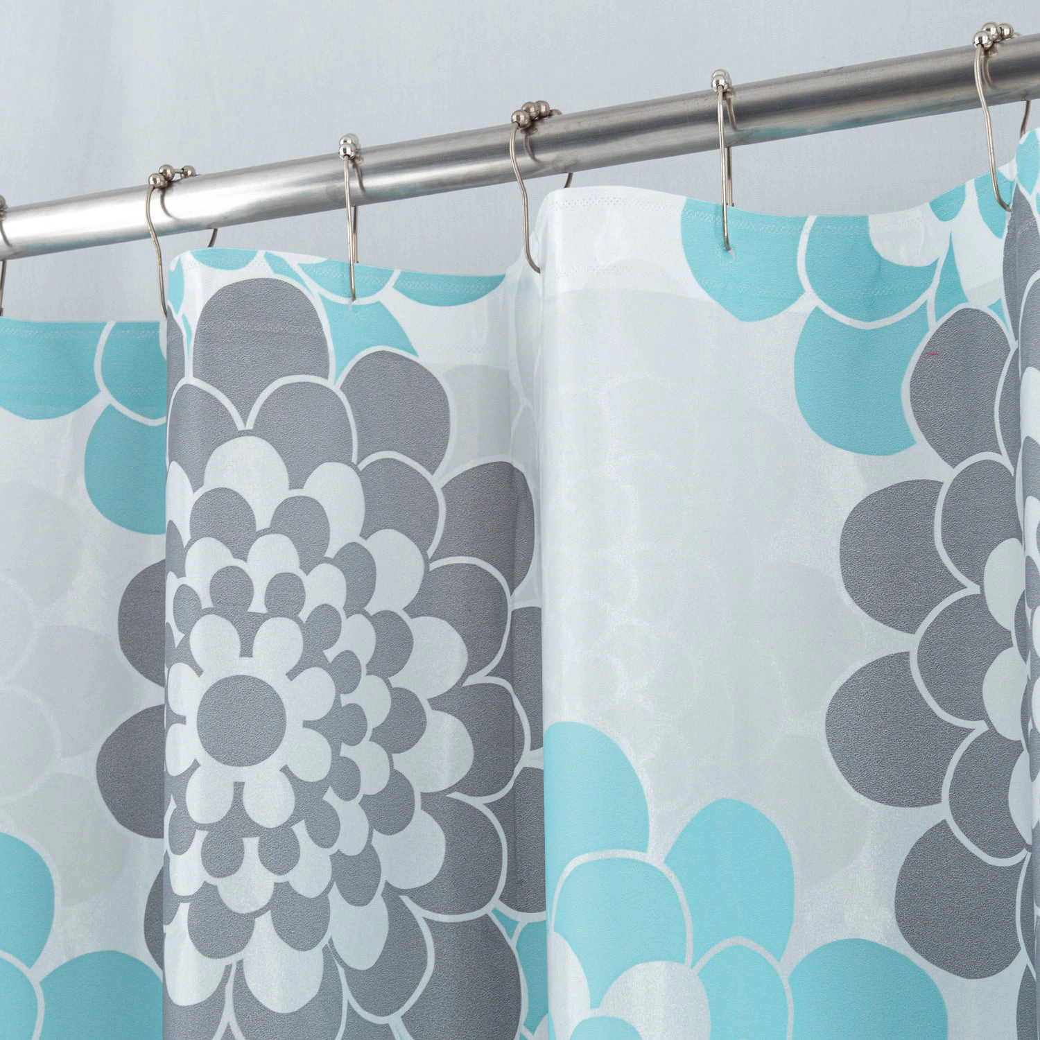 RT Designers Collection 90GSM Peva Glit Printed Marigold Shower Curtain 70" x 72" Seafoam
