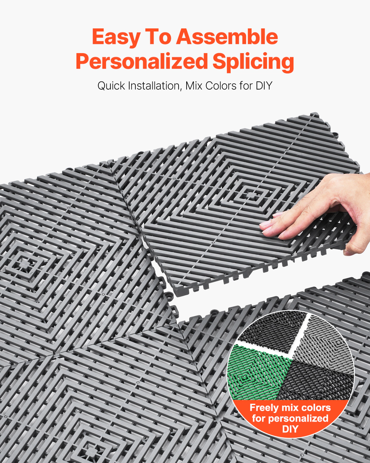 HONGGE Interlocking Drainage Mat Modular Interlocking Cushion Splicing Drainage Mats Non-Slip PP Drainage Floor Tile