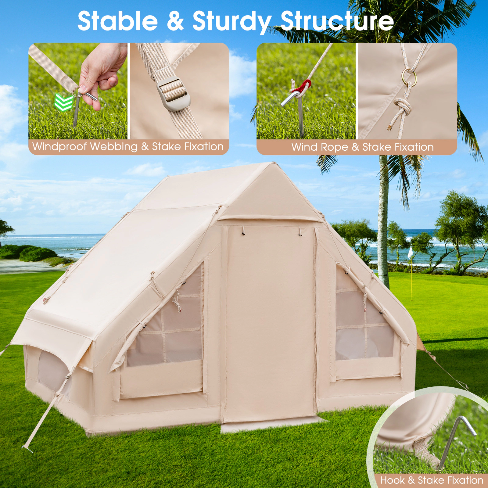 Hivvago Quick Setup Air Tent for Camping and Glamping, Fits 2 to 6 People