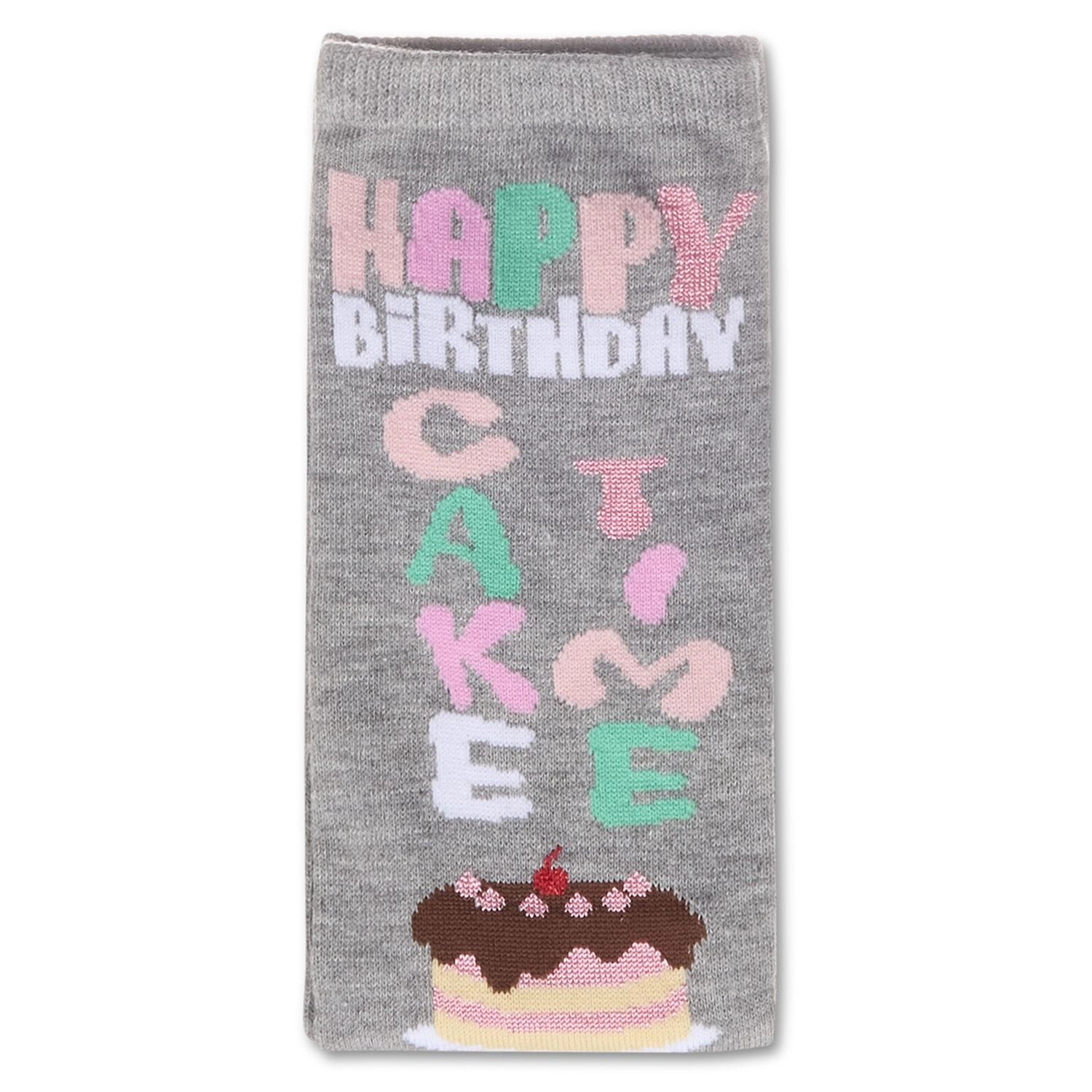 MeMoi Women's "Happy Birthday Cake Time" Greeting Card Crew Socks