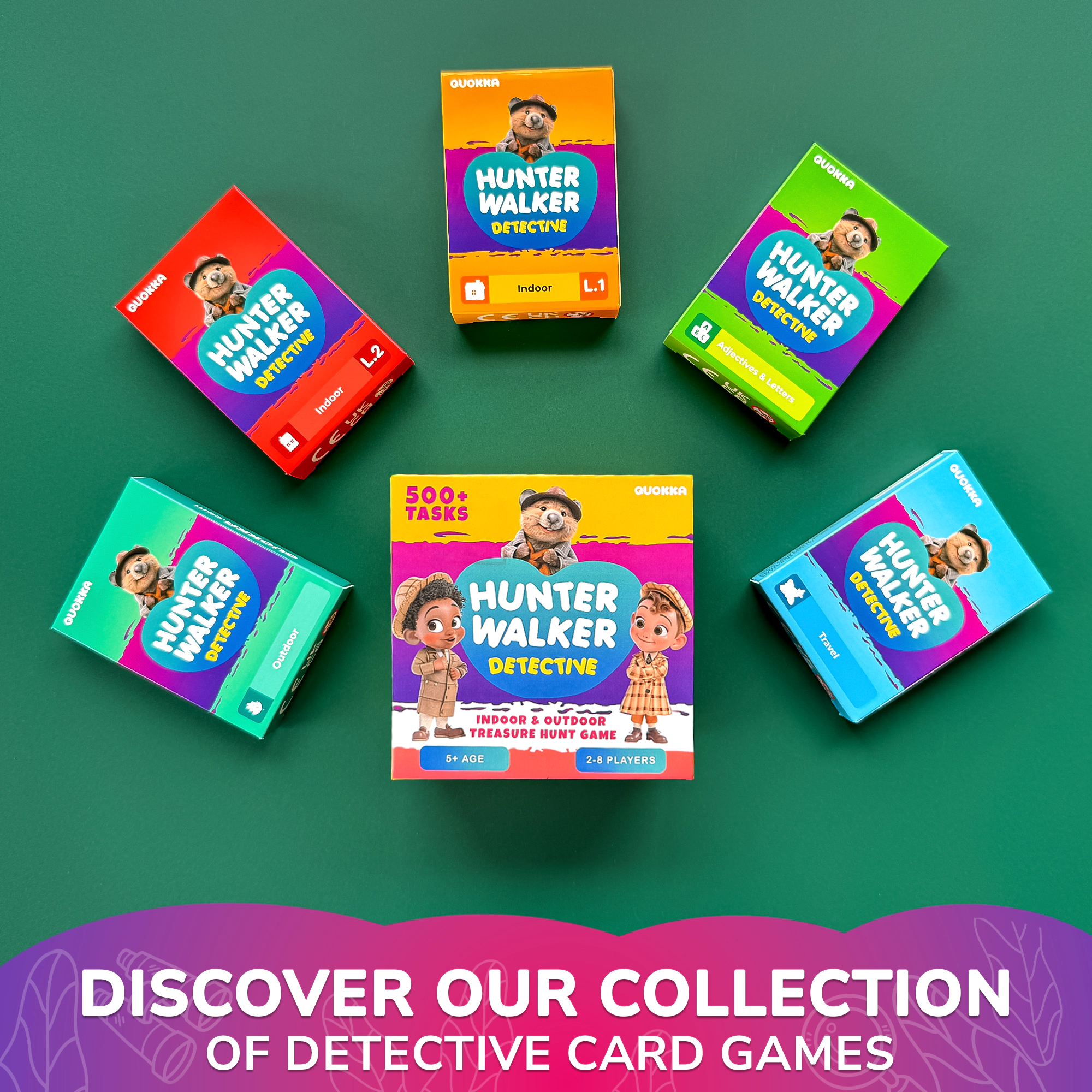 QUOKKA Scavenger Hunt Card Game, 50 Activity Challenges & Educational Games for Kids, Ages 3+