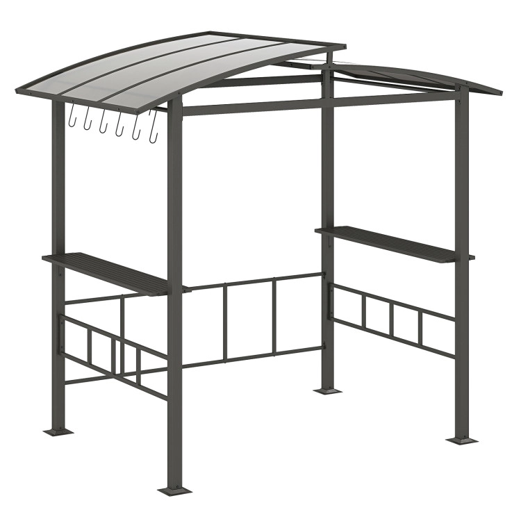 Hivvago Hardtop Grill Gazebo with Vented Polycarbonate Roof Side Shelves