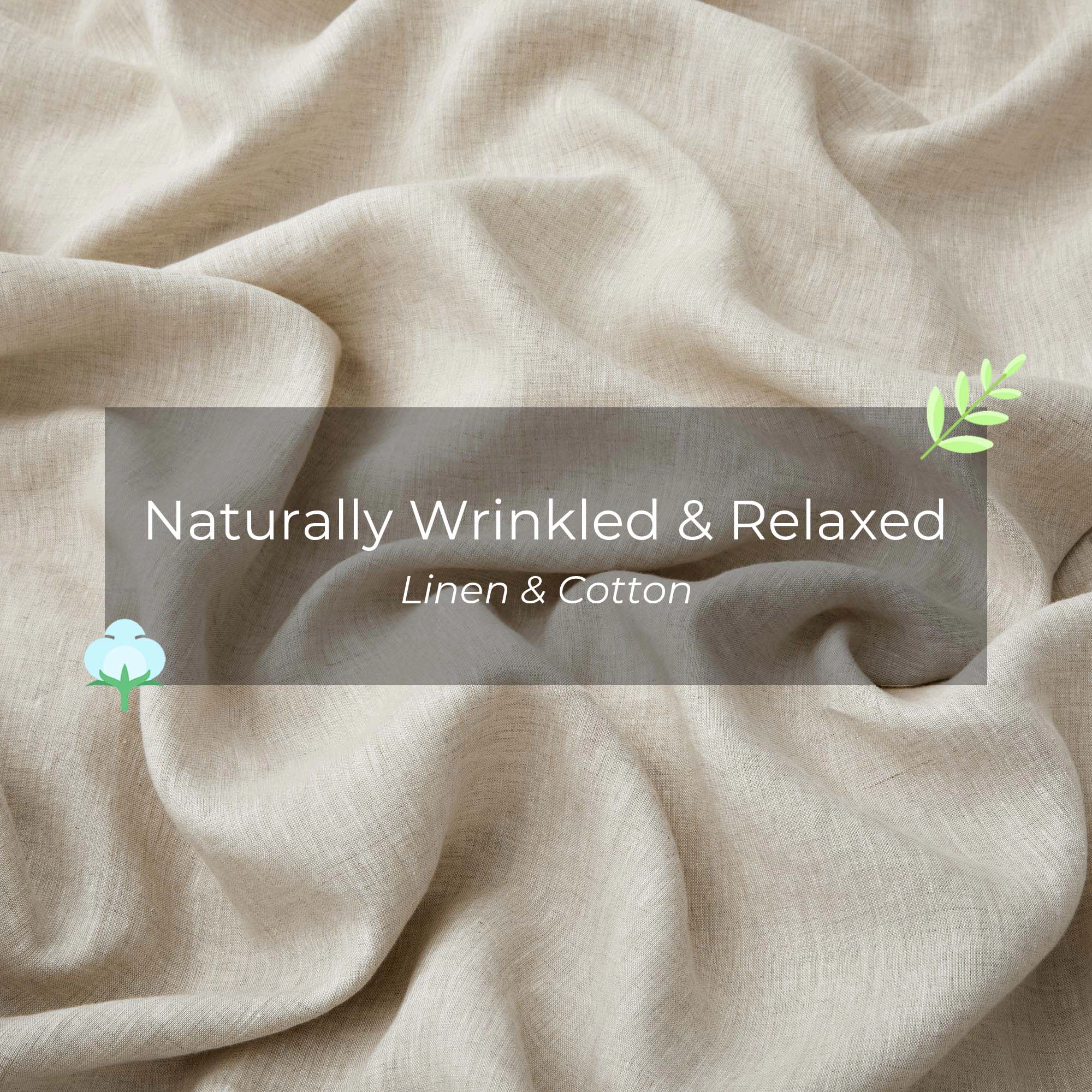 PEACENEST Linen Cotton Blend Duvet Cover Set, Breathable Lightweight Bedding Set