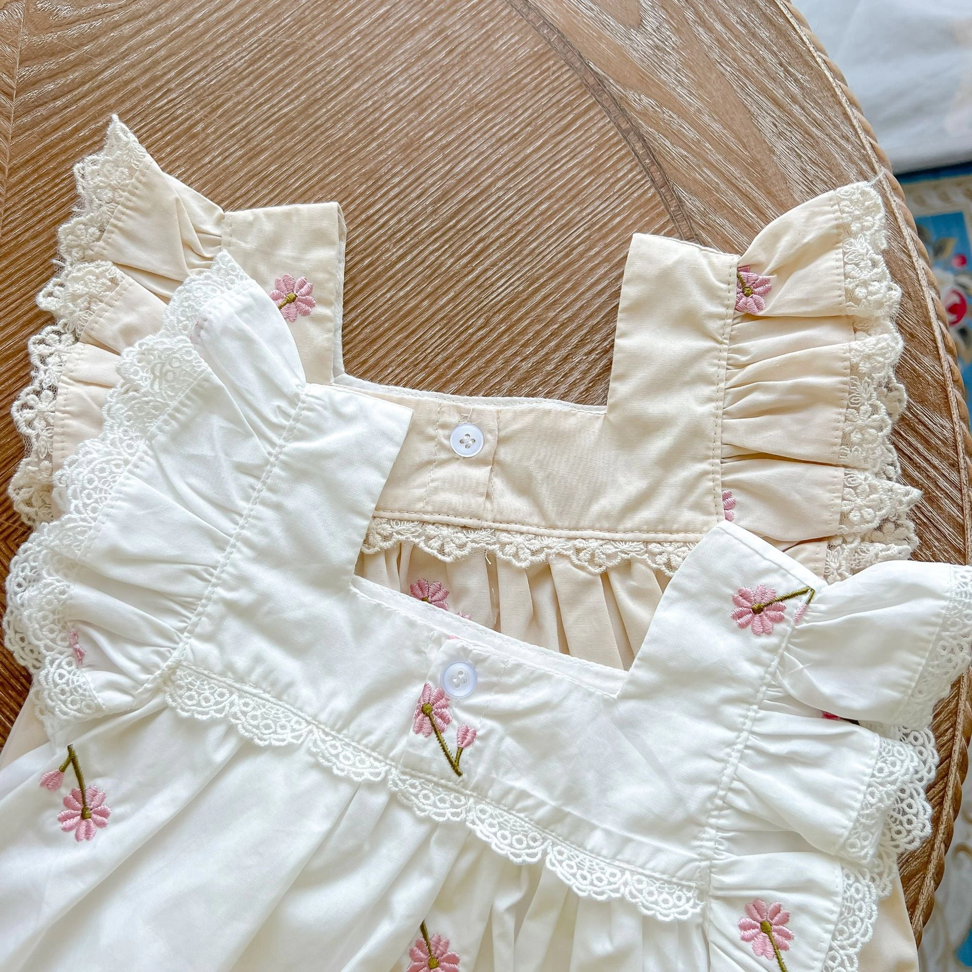 MyKids-USA Baby Girls Floral Print Ruffle Design Square-Collar Summer Cotton bodysuit