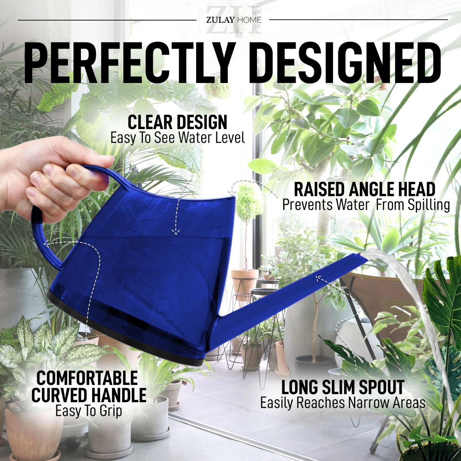 Zulay Kitchen Watering Can with Long Slim Spout for Indoor Plants