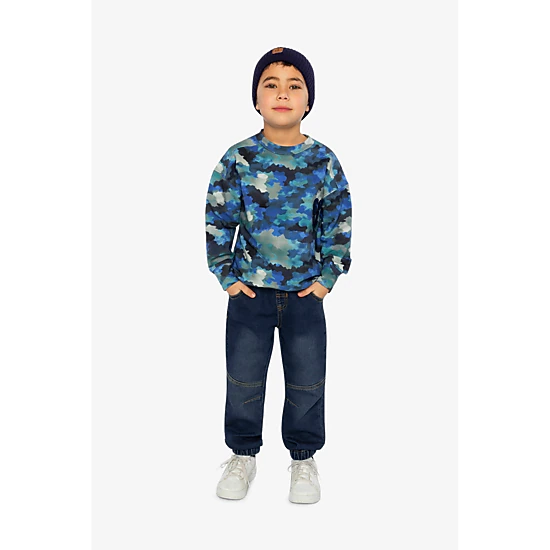 Deux par Deux Boys Fleece Camouflage Sweatshirt with COOL Graphic