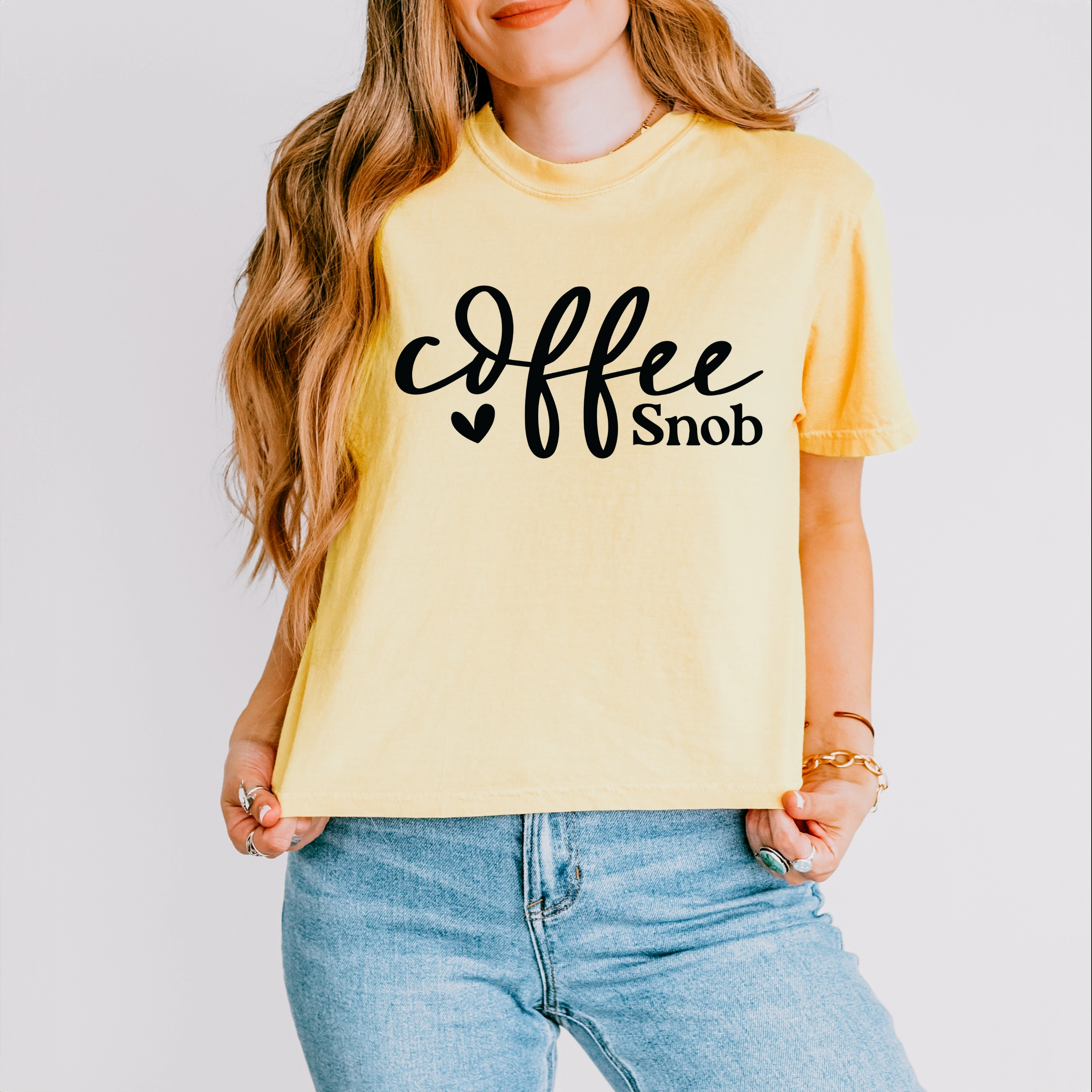Simply Sage Market - Coffee Snob Cursive Women's Boxy Crop Top Graphic T-Shirt
