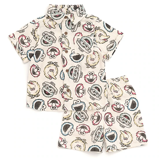 Sesame Street Gauze One Piece Romper Dress and Shorts Set