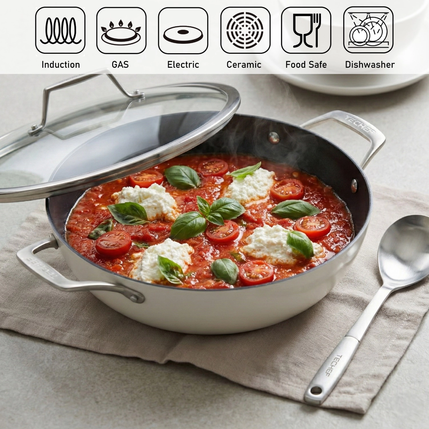 TECHEF ValenCera - 5qt Ceramic Nonstick Chef Pan