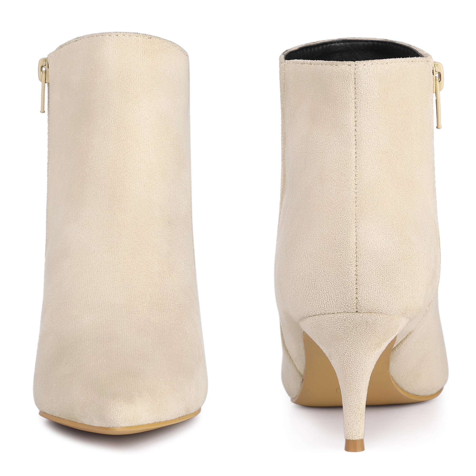BLISSFUL STEP Women Pointed Toe Kitten Heel Stiletto Ankle Booties
