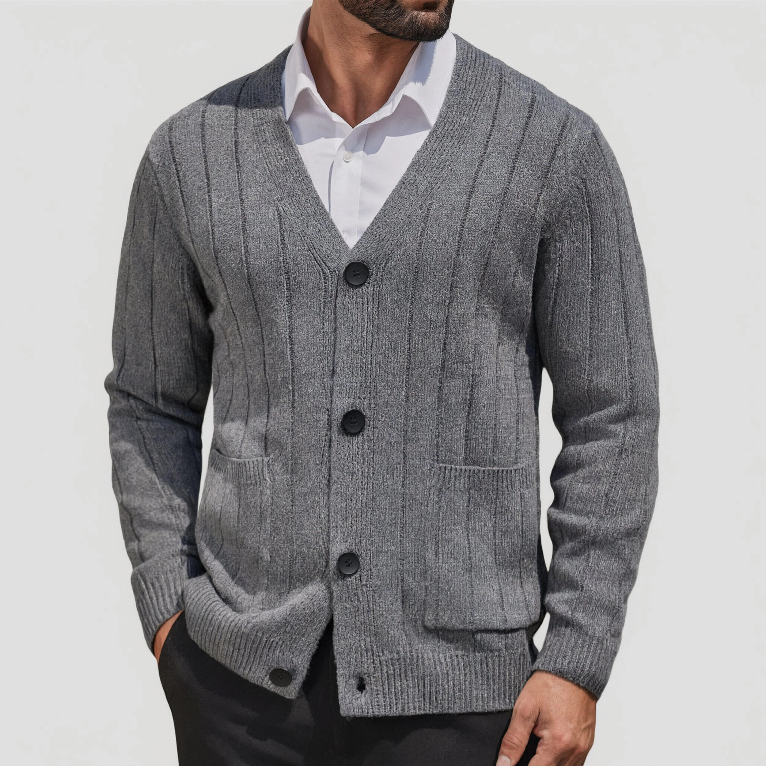 COOFANDY Men's Regular Fit V Neck Long Sleeve Button Down Cardigan Sweater